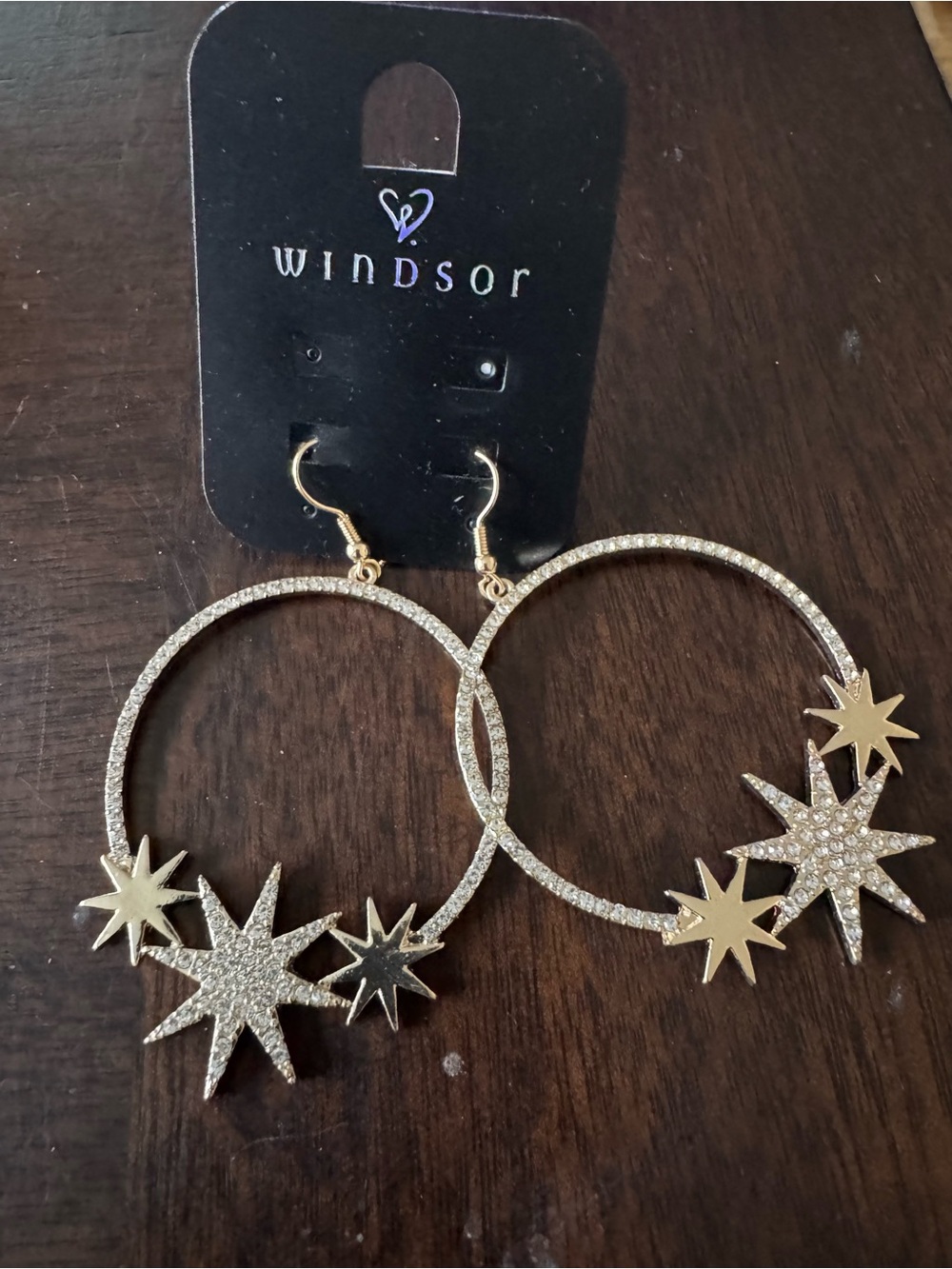 Windsor Gold Starburst Hoop Earrings with Crystal Accents